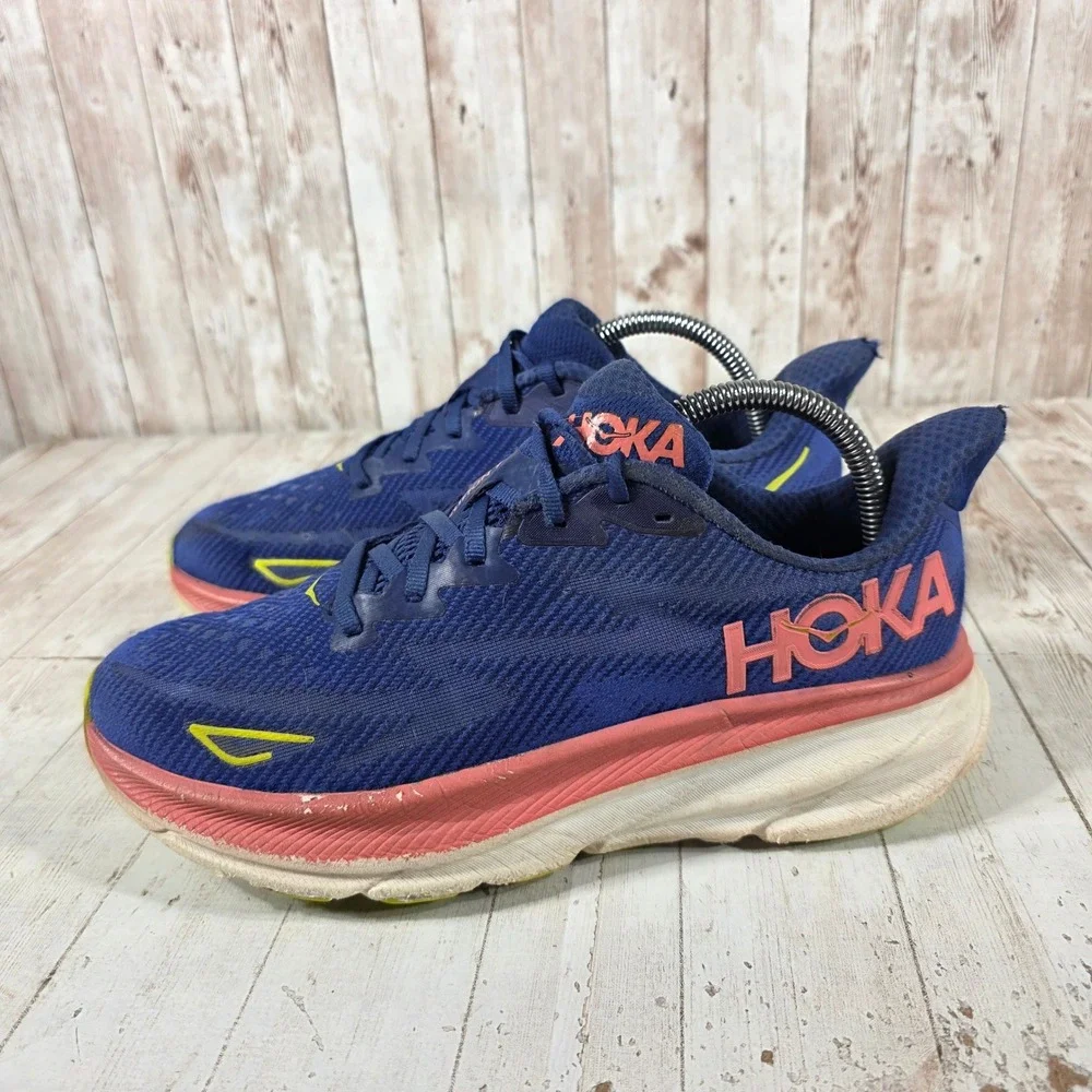 Hoka Clifton 9 Womens Running Shoes Blue Pink 1127896 EVN Size 9